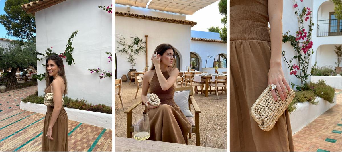 Madremia — lifestyle con clutch en entorno mediterráneo